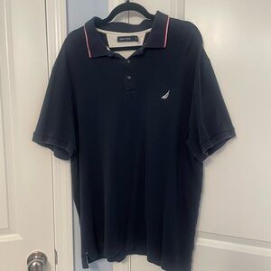 Nautica Blue Polo Shirt Casual Cotton Blend